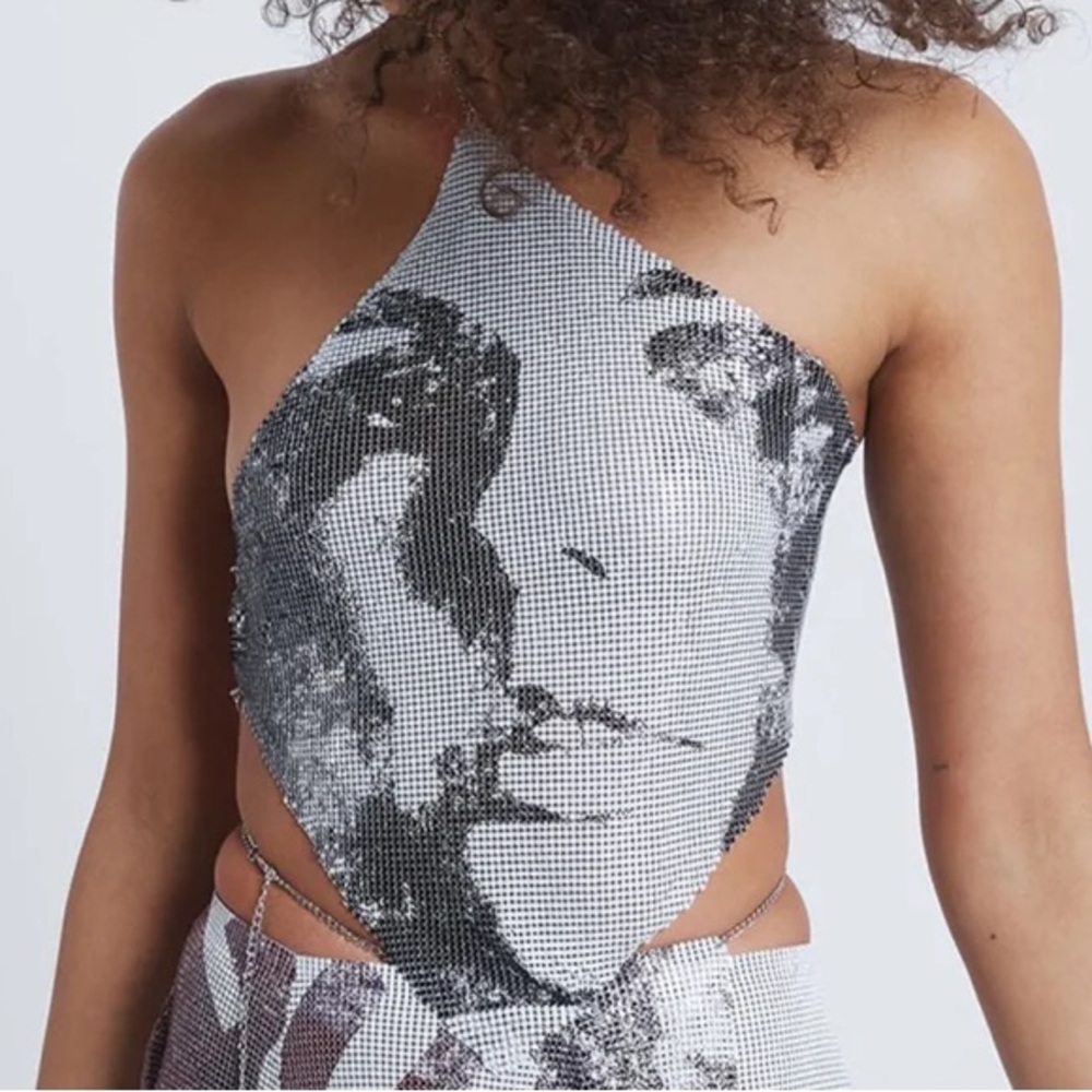 COPY - Jaded London printed chain mail draped top